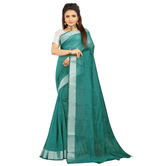 Dazzling Cotton Silk Self Design Saree With Blouse Piece