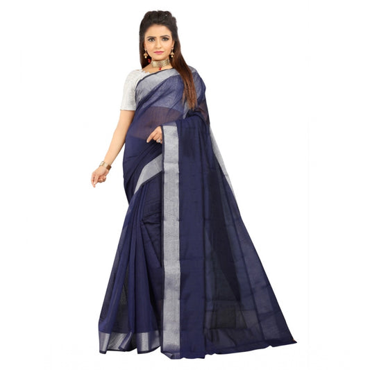 Dazzling Cotton Silk Self Design Saree With Blouse Piece