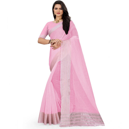 Gracious Cotton Jute Self Design Saree With Blouse Piece