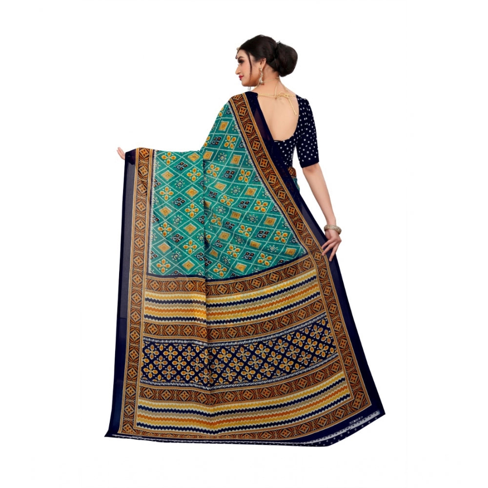 Fabulous Georgette Floral Print Saree With Blouse Piece