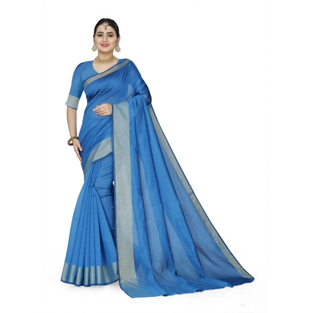 Dazzling Cotton Silk Self Design Saree With Blouse Piece