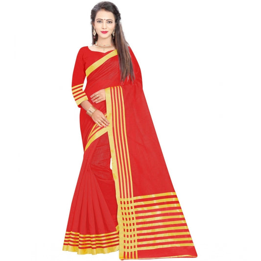 Superb Jacquard Striped Saree With Blouse Piece