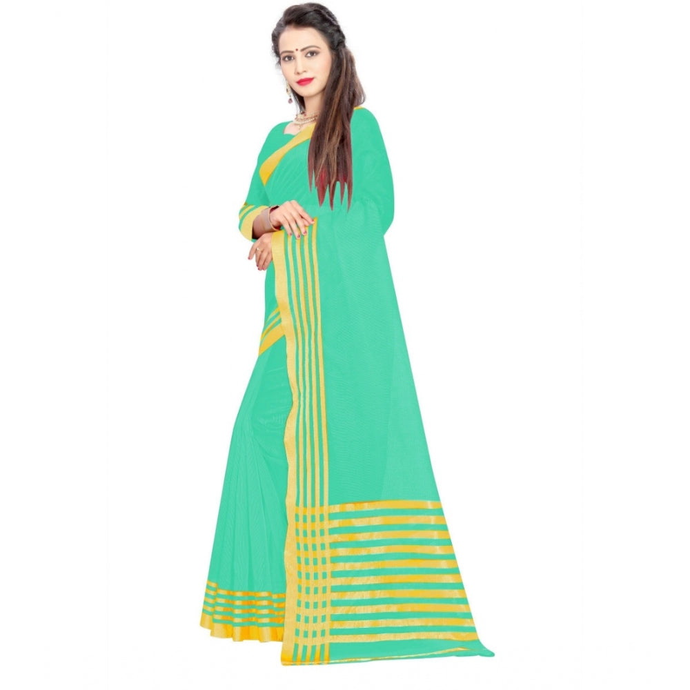 Superb Jacquard Striped Saree With Blouse Piece