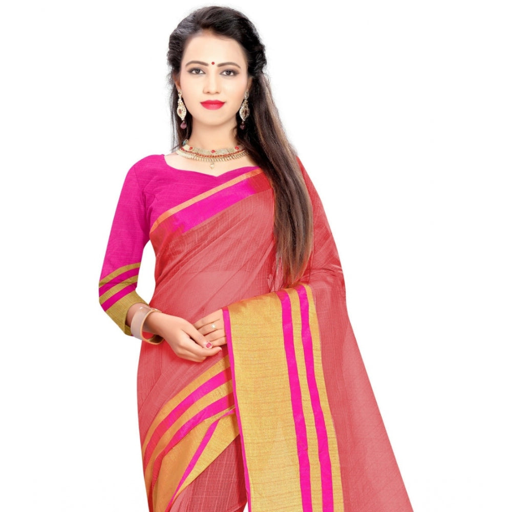 Superb Jacquard Striped Saree With Blouse Piece