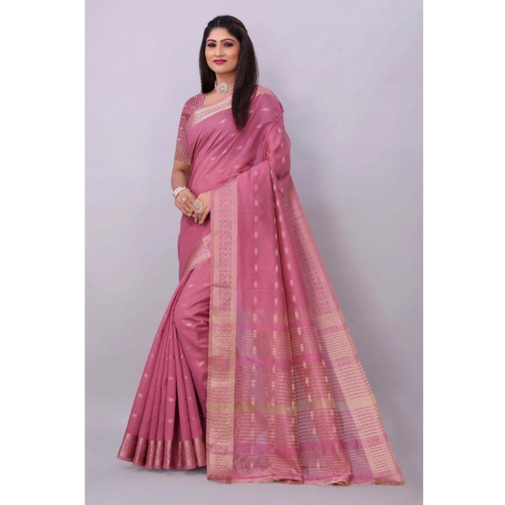Sophisticated Silk Blend Woven Saree With Blouse Piece