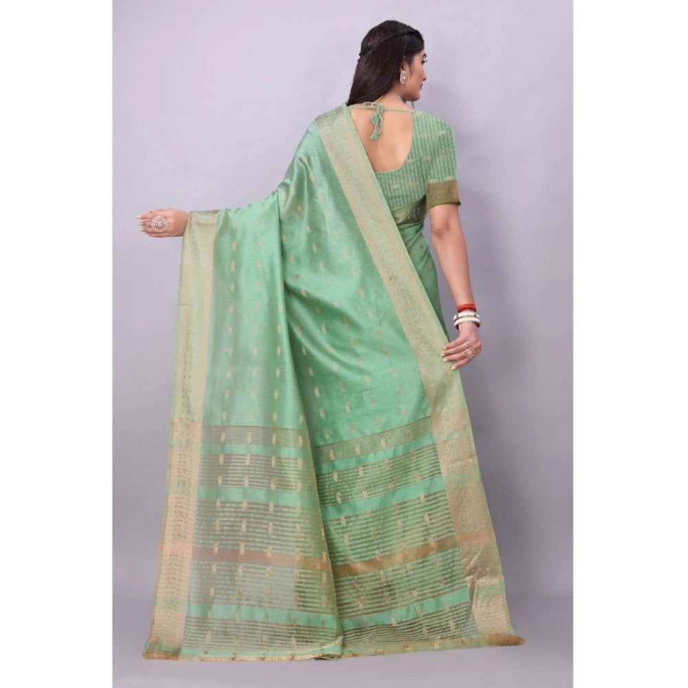 Sophisticated Silk Blend Woven Saree With Blouse Piece