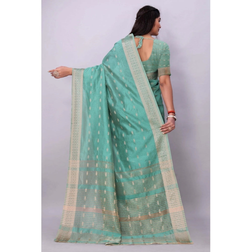 Sophisticated Silk Blend Woven Saree With Blouse Piece