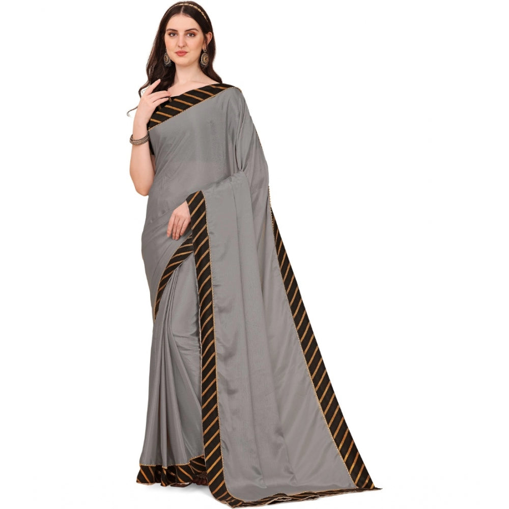 Gracious Chiffon Self Design Saree With Blouse Piece