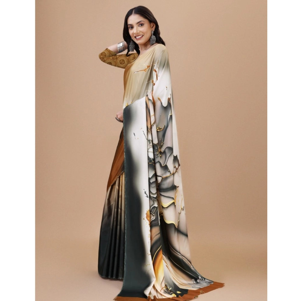 Fantastic Crepe Digital Print Saree With Blouse Piece