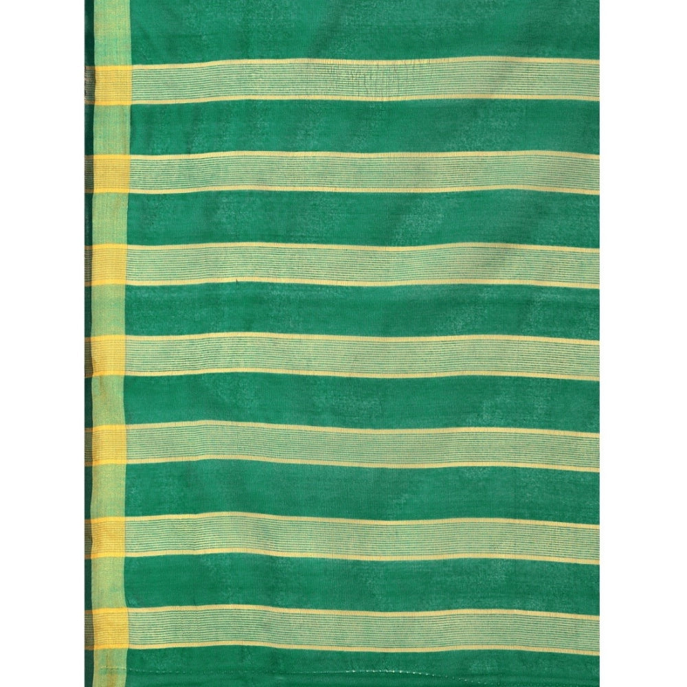 Delightful Cotton Silk Striped Saree With Blouse Piece
