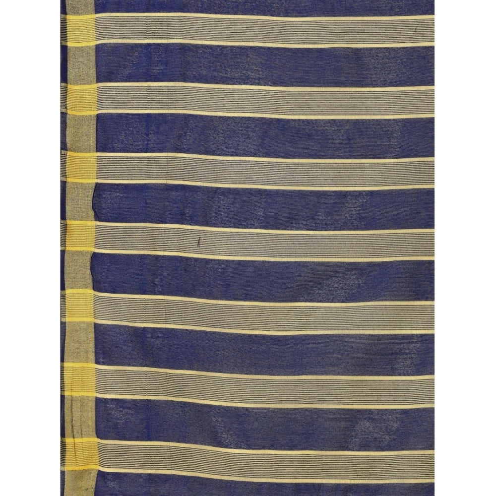 Delightful Cotton Silk Striped Saree With Blouse Piece