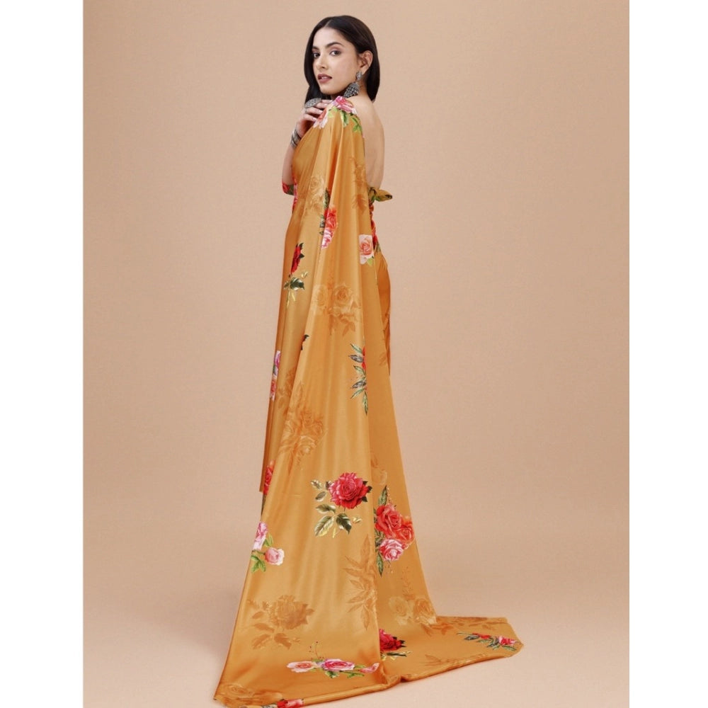 Fantastic Crepe Digital Print Saree With Blouse Piece