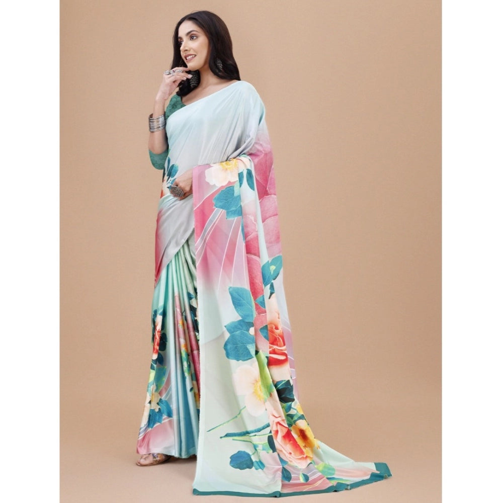 Fantastic Crepe Digital Print Saree With Blouse Piece