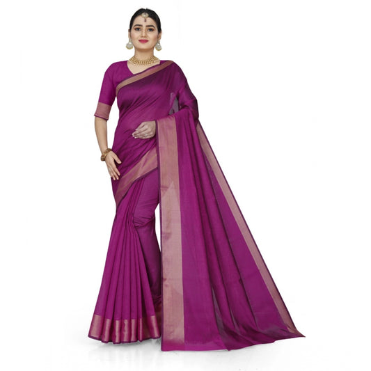 Dazzling Cotton Silk Self Design Saree With Blouse Piece