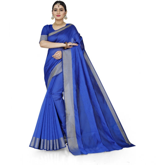 Dazzling Cotton Silk Self Design Saree With Blouse Piece