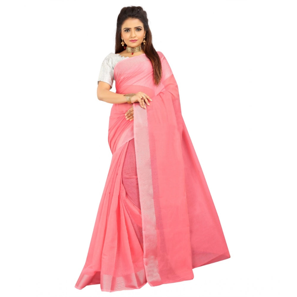 Dazzling Cotton Silk Self Design Saree With Blouse Piece