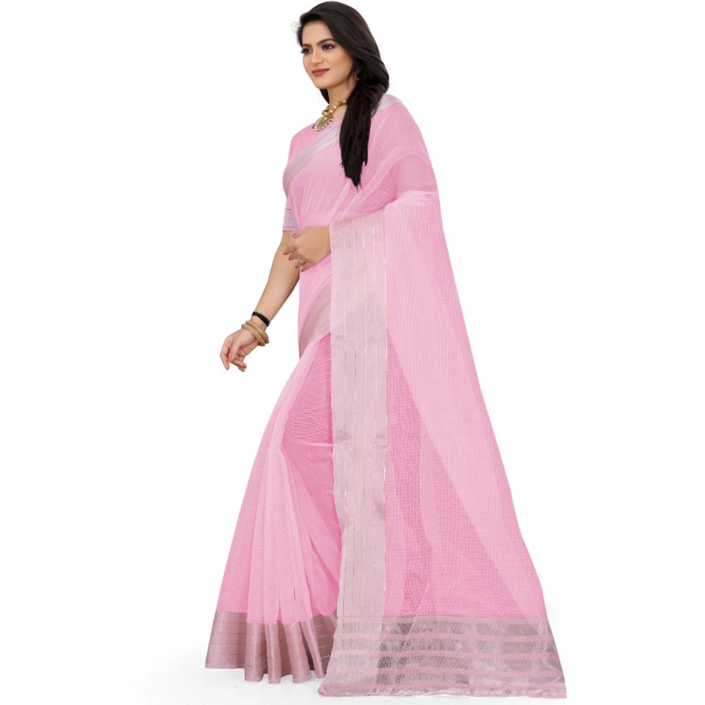 Gracious Cotton Jute Self Design Saree With Blouse Piece