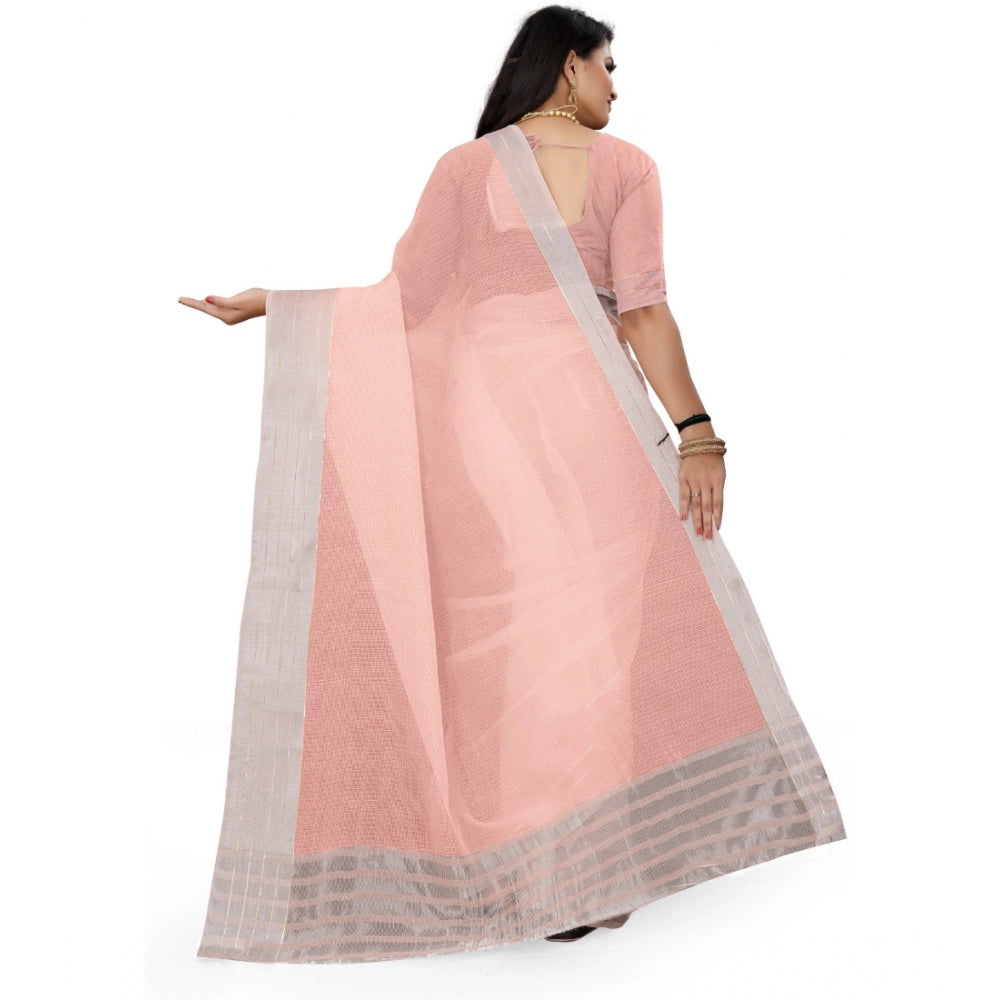 Gracious Cotton Jute Self Design Saree With Blouse Piece