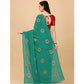 Incredible Silk Blend Embroidered Saree With Blouse Piece
