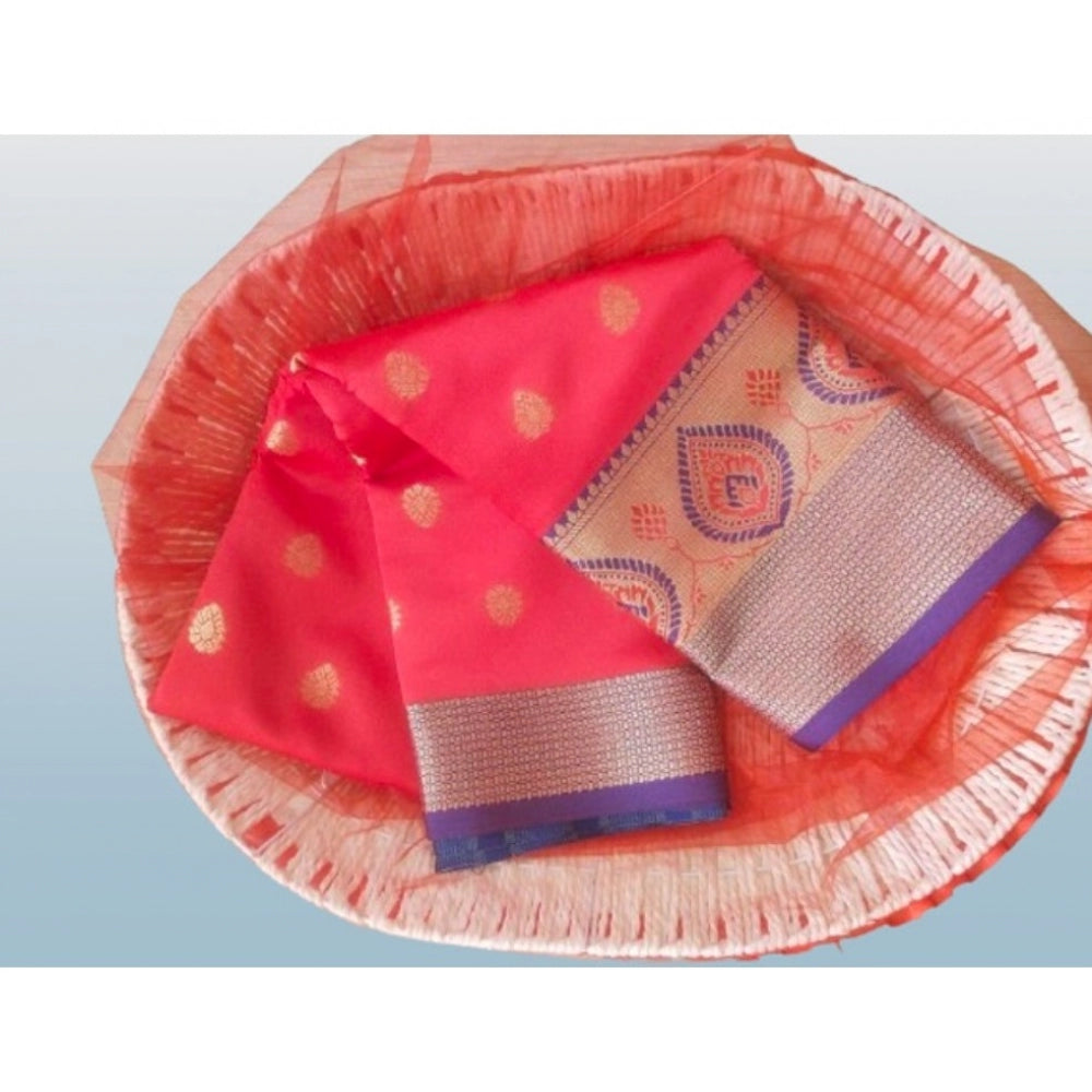 Appealing Silk Blend Woven Saree With Blouse Piece