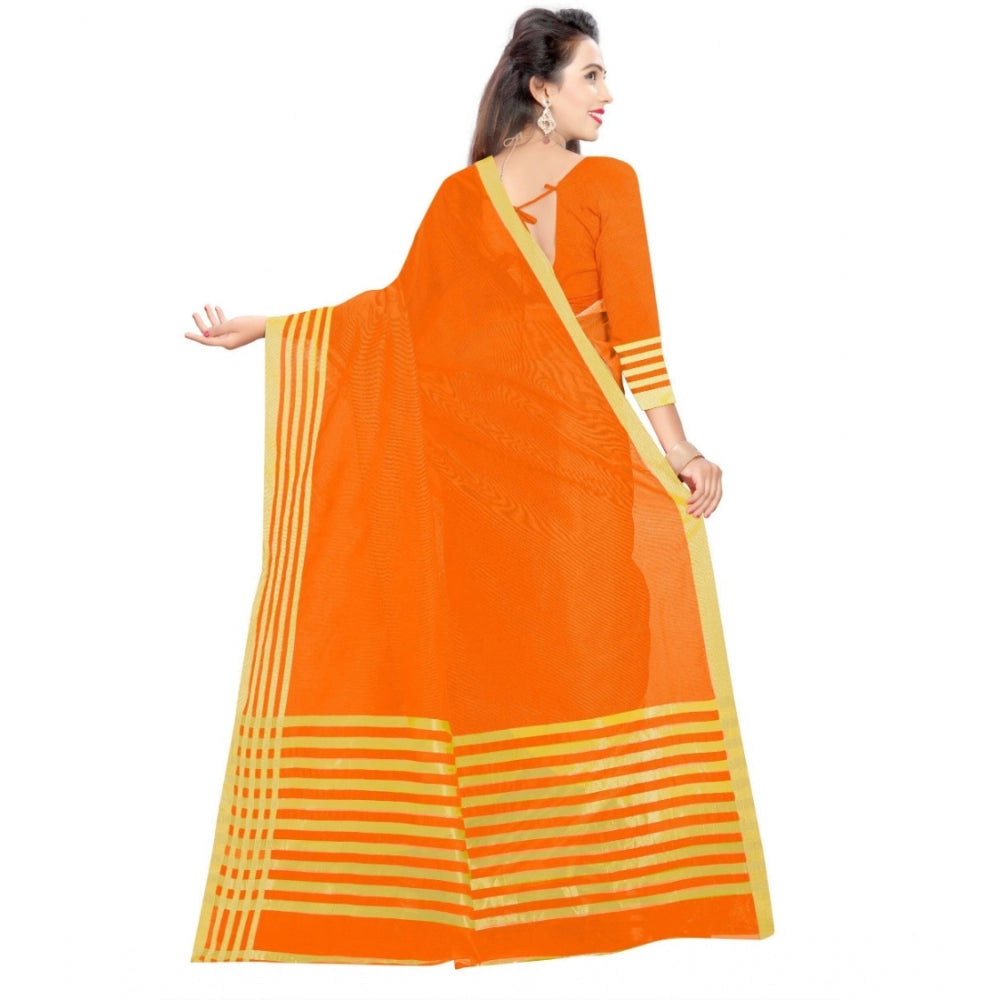 Superb Jacquard Striped Saree With Blouse Piece