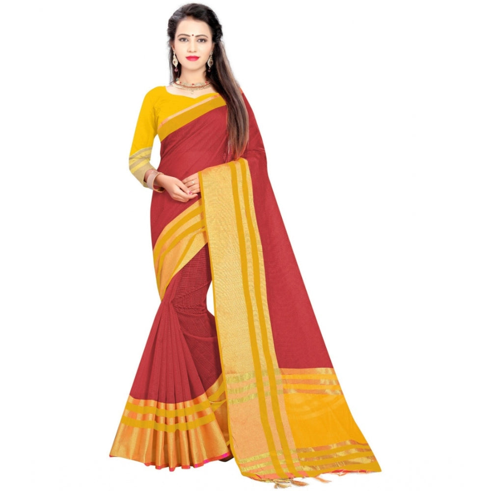 Superb Jacquard Striped Saree With Blouse Piece