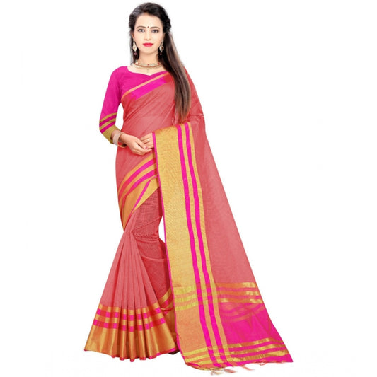 Superb Jacquard Striped Saree With Blouse Piece