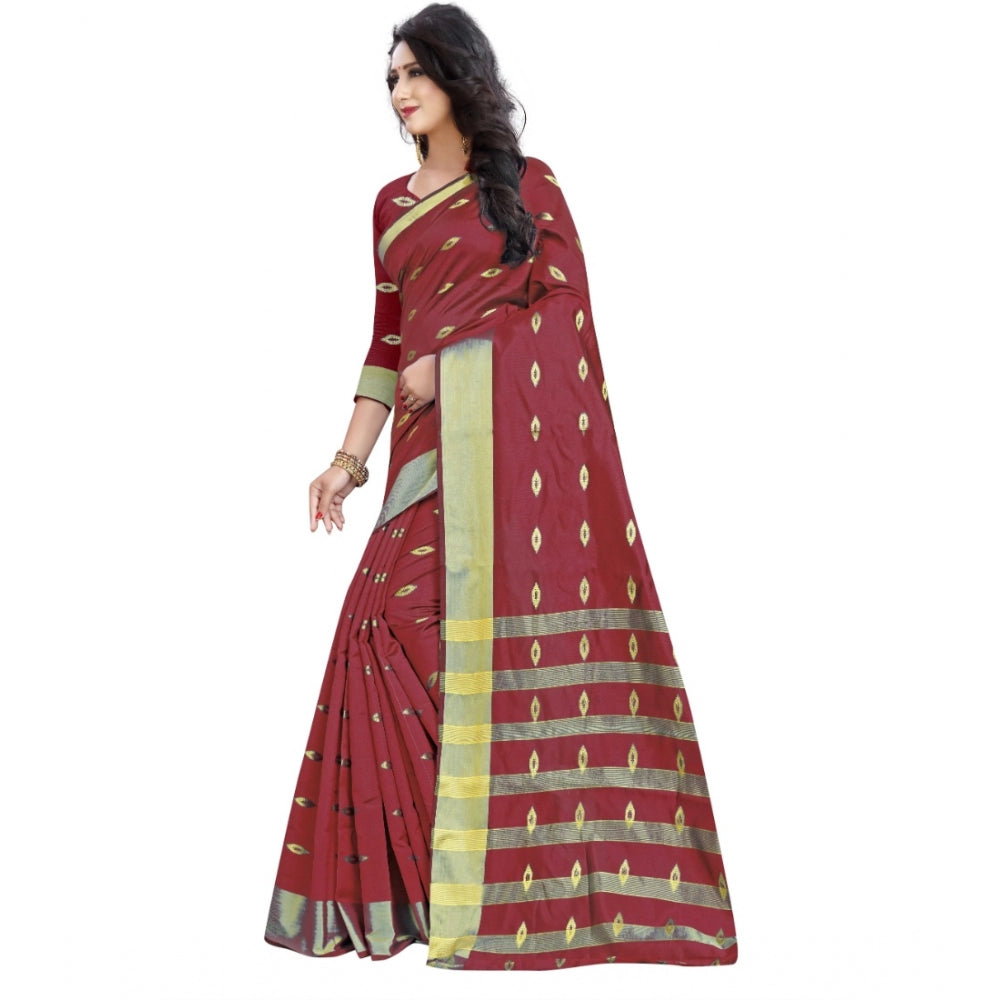 Sophisticated Silk Blend Woven Saree With Blouse Piece