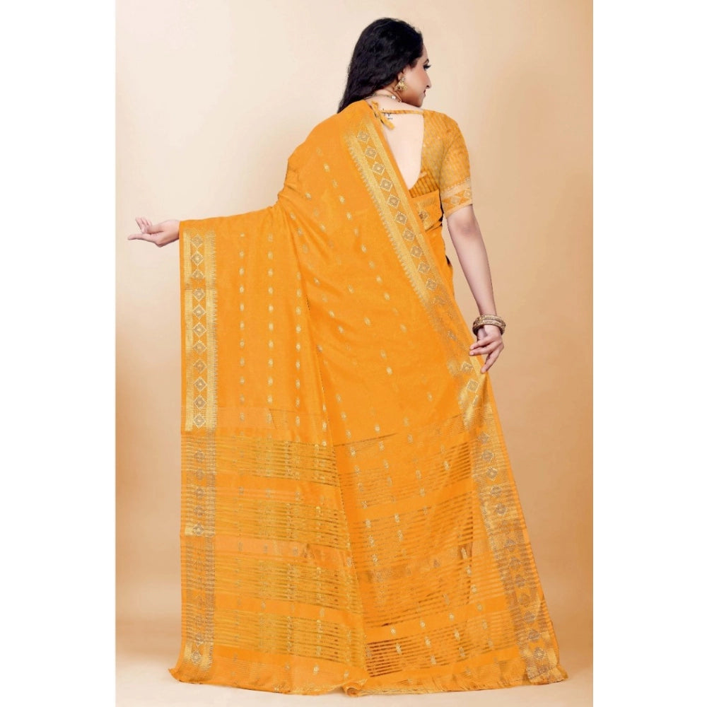 Sophisticated Silk Blend Woven Saree With Blouse Piece