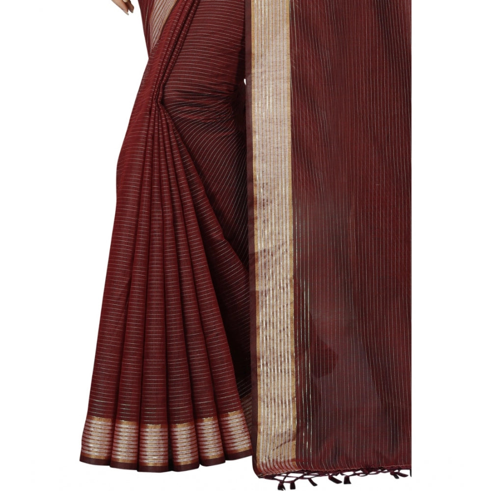 Gracious Cotton Blend Plain Saree With Blouse Piece