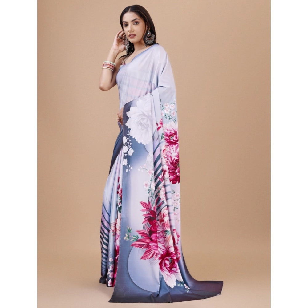 Fantastic Crepe Digital Print Saree With Blouse Piece