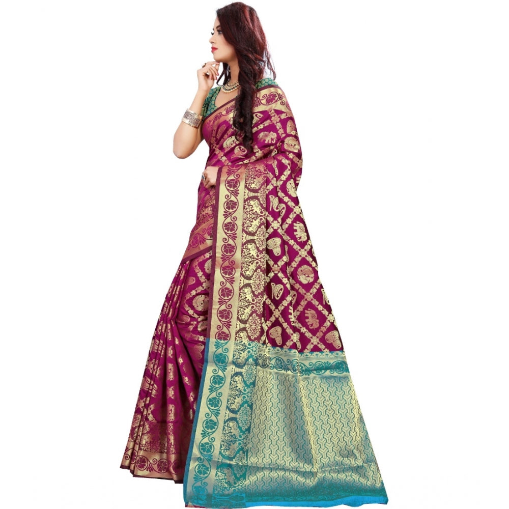 Glorious Jacquard Woven Saree With Blouse Piece