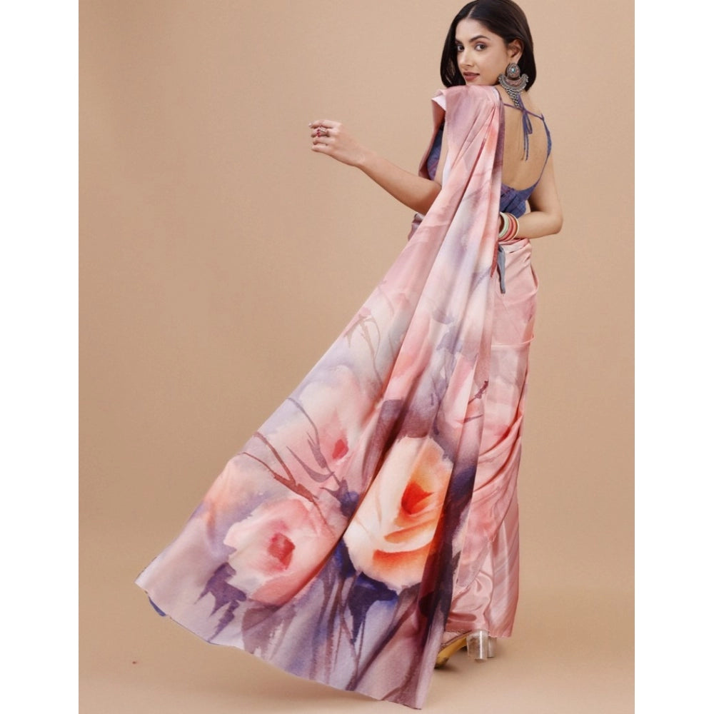 Fantastic Crepe Digital Print Saree With Blouse Piece