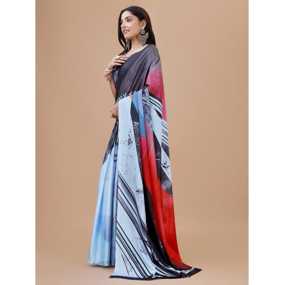 Fantastic Crepe Digital Print Saree With Blouse Piece