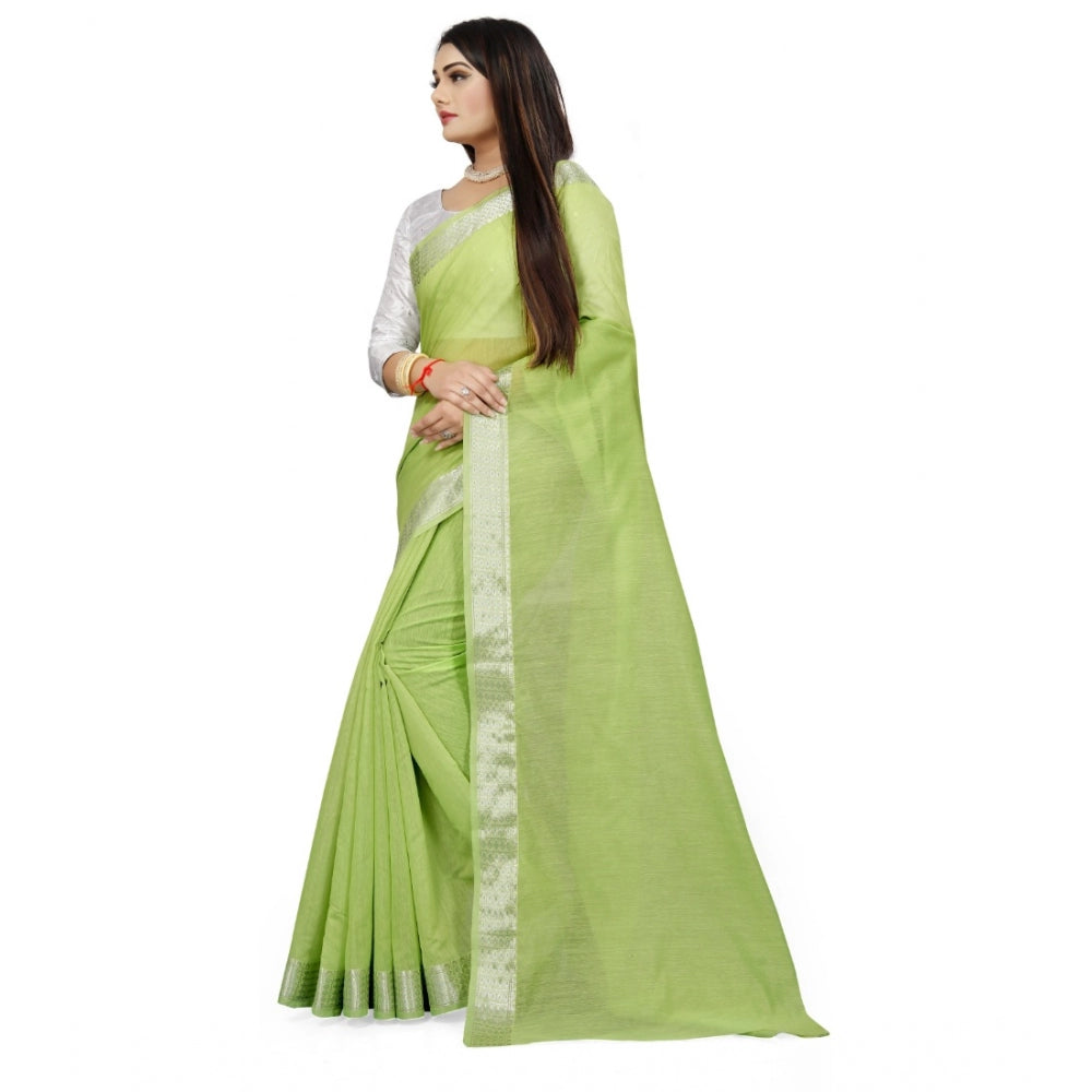 Dazzling Cotton Silk Self Design Saree With Blouse Piece