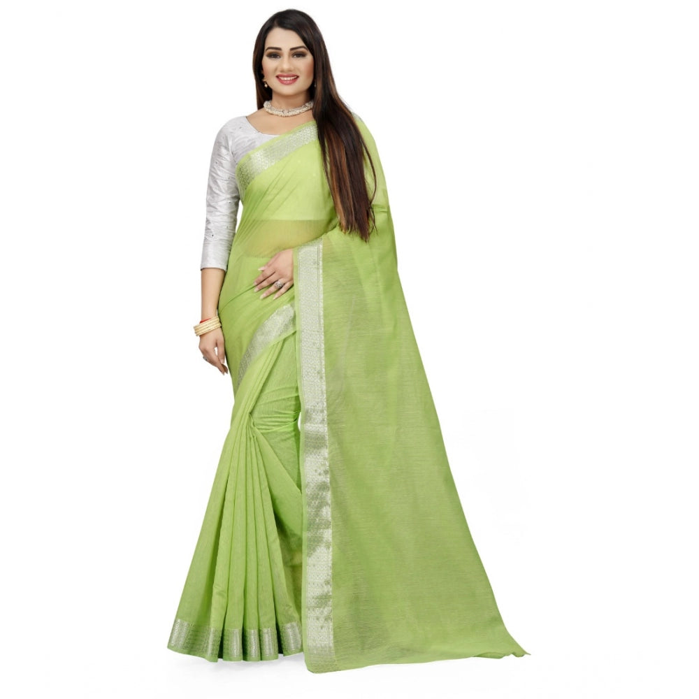 Dazzling Cotton Silk Self Design Saree With Blouse Piece