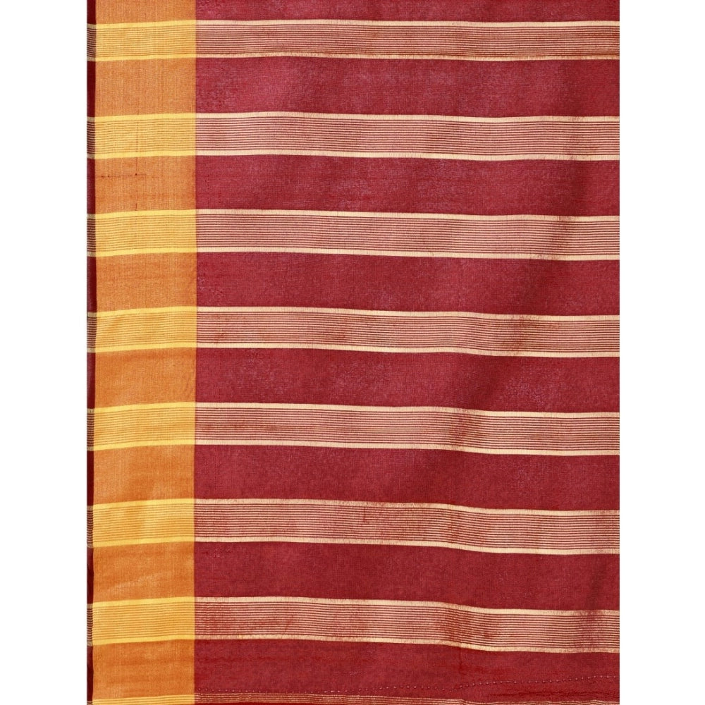 Delightful Cotton Silk Striped Saree With Blouse Piece
