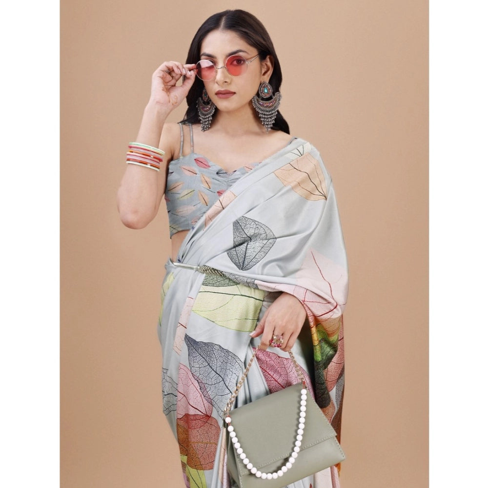 Fantastic Crepe Digital Print Saree With Blouse Piece