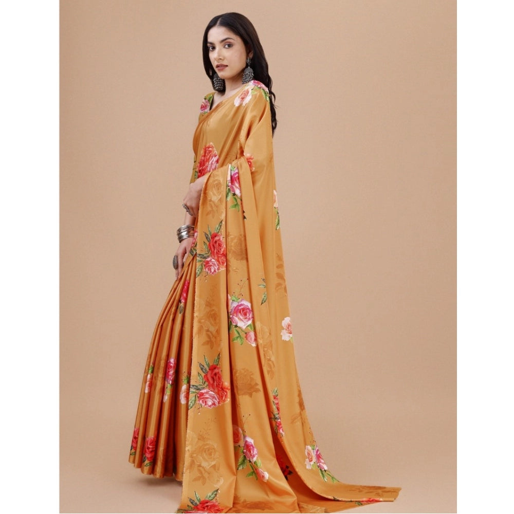 Fantastic Crepe Digital Print Saree With Blouse Piece