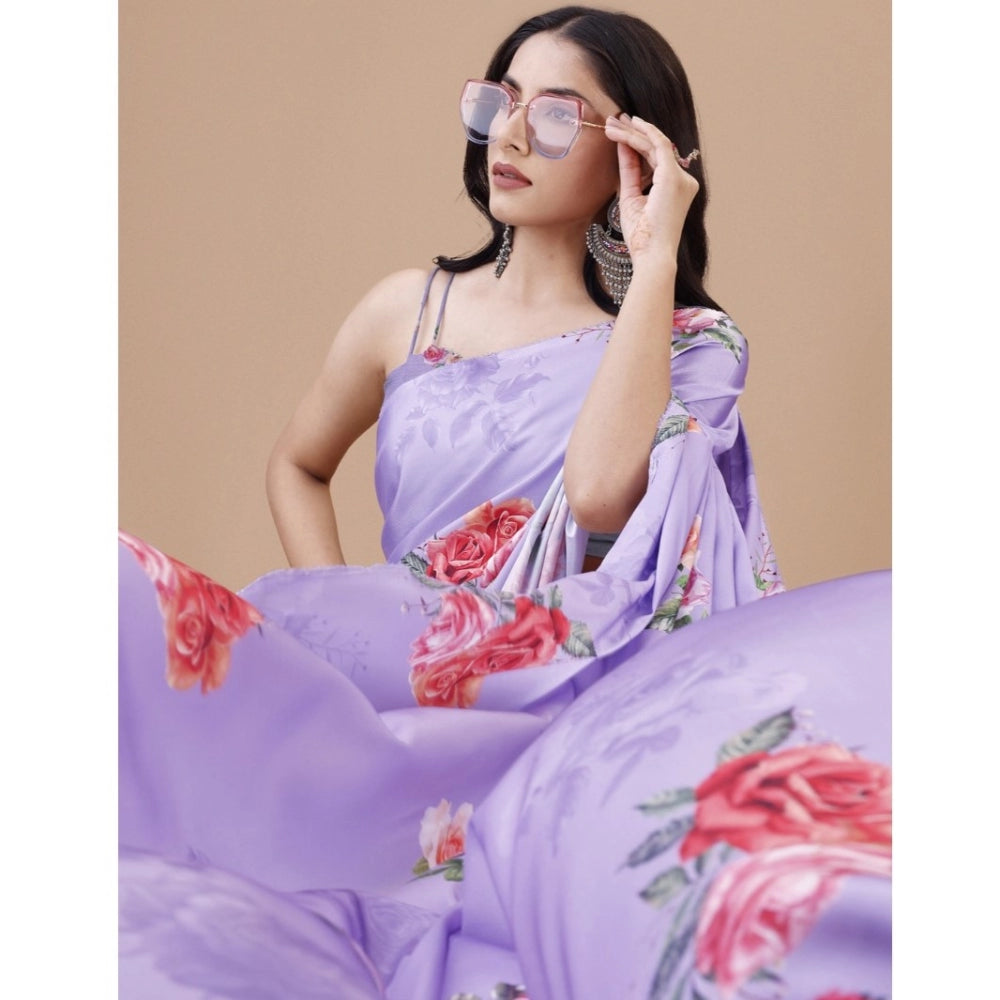 Fantastic Crepe Digital Print Saree With Blouse Piece