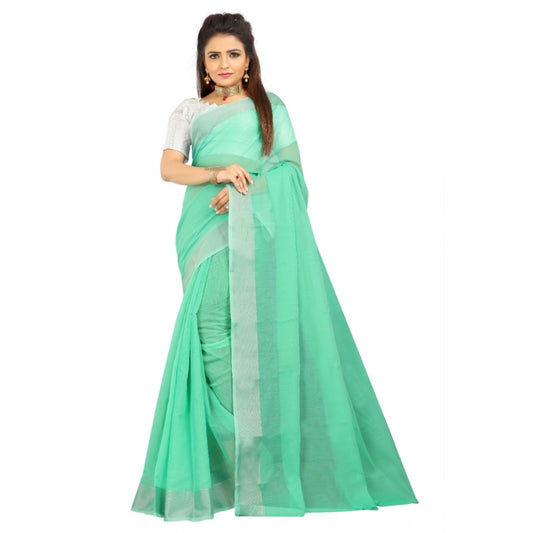Dazzling Cotton Silk Self Design Saree With Blouse Piece