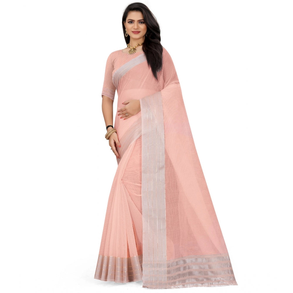 Gracious Cotton Jute Self Design Saree With Blouse Piece