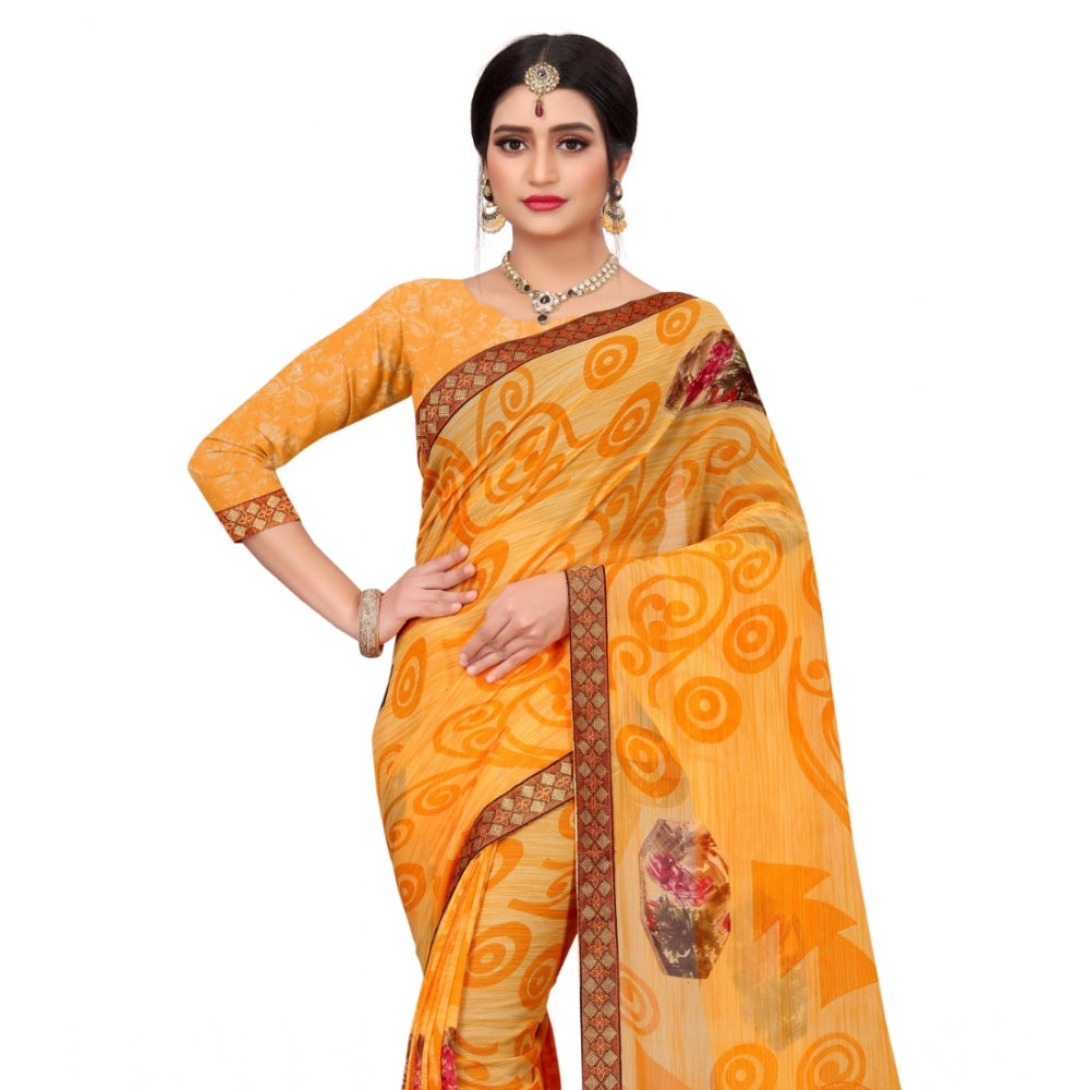 Fabulous Georgette Floral Print Saree With Blouse Piece