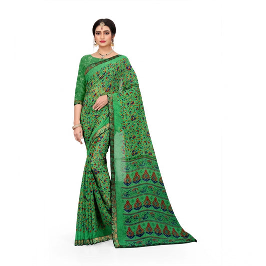 Fabulous Georgette Floral Print Saree With Blouse Piece