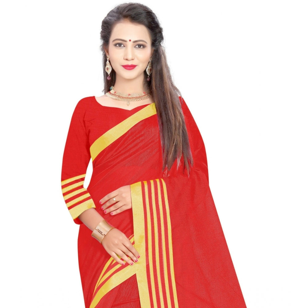 Superb Jacquard Striped Saree With Blouse Piece
