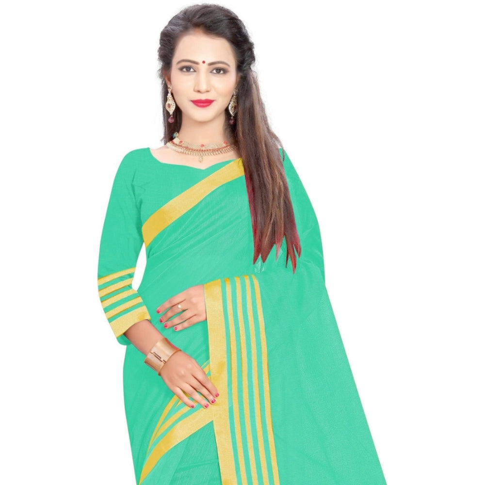Superb Jacquard Striped Saree With Blouse Piece