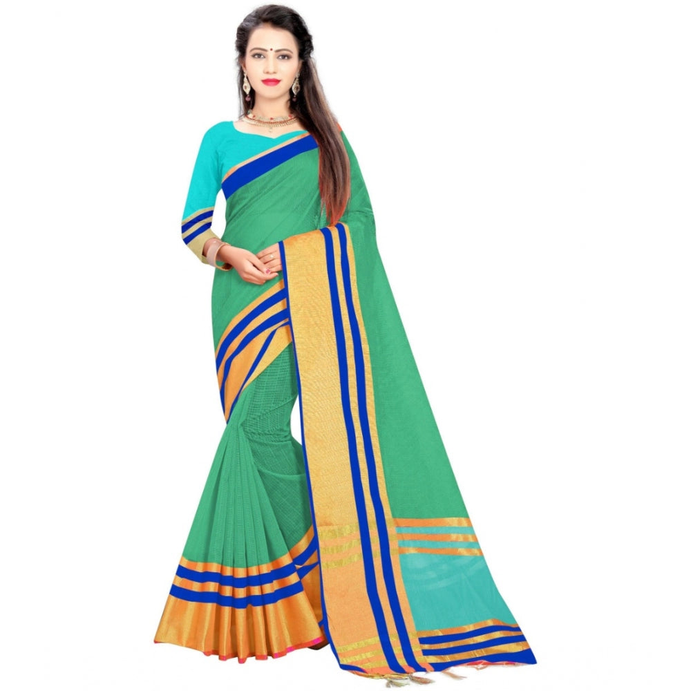 Superb Jacquard Striped Saree With Blouse Piece