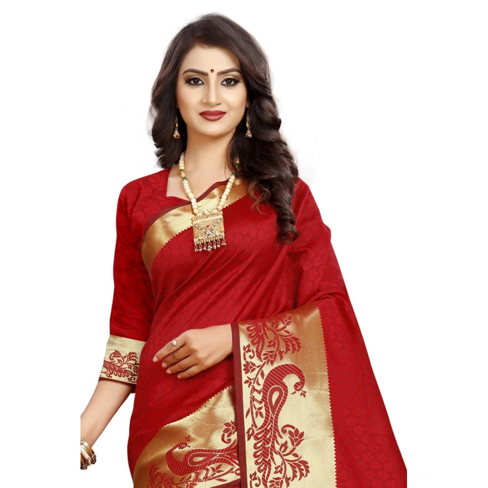 Tremendous Jacquard Woven Saree With Blouse Piece