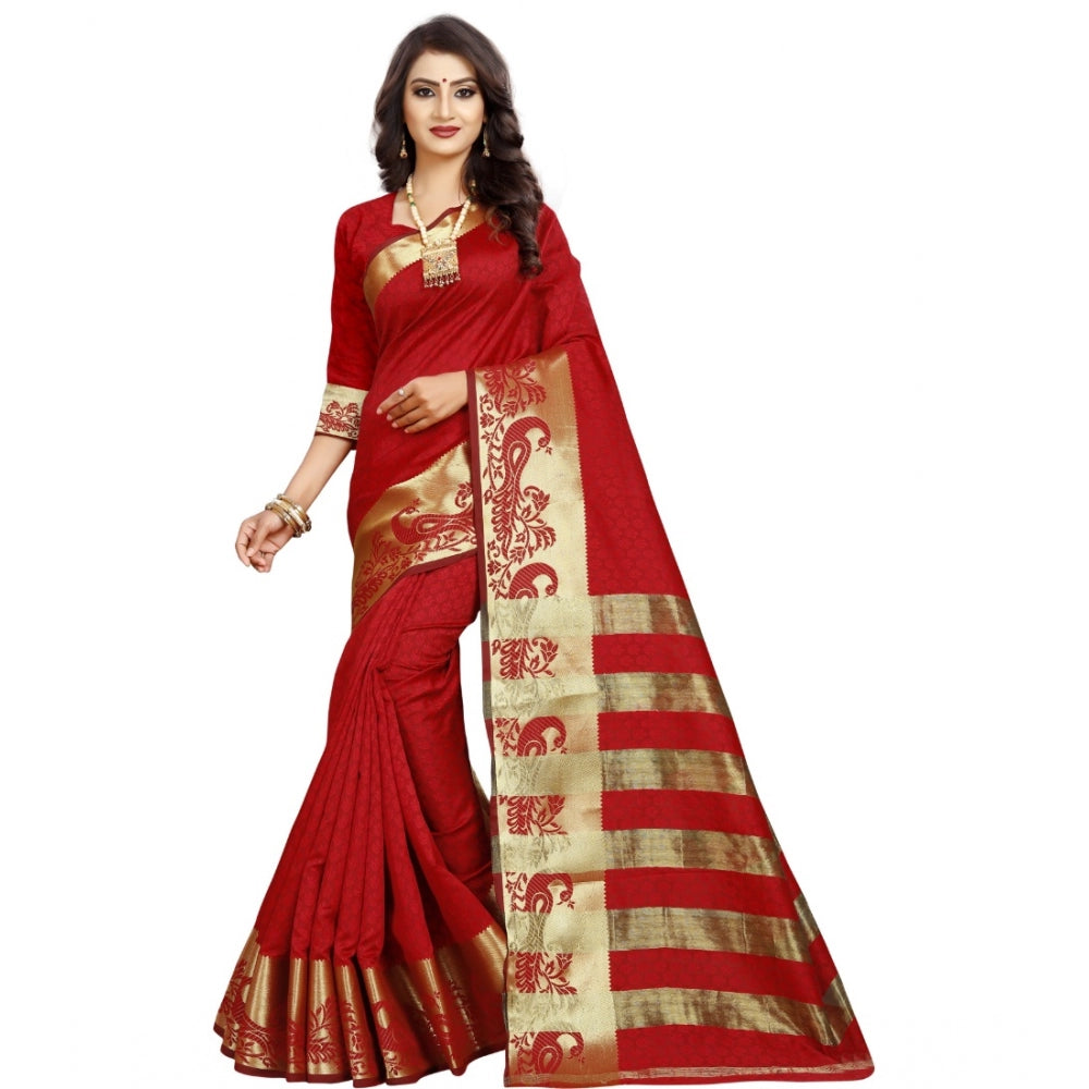 Tremendous Jacquard Woven Saree With Blouse Piece