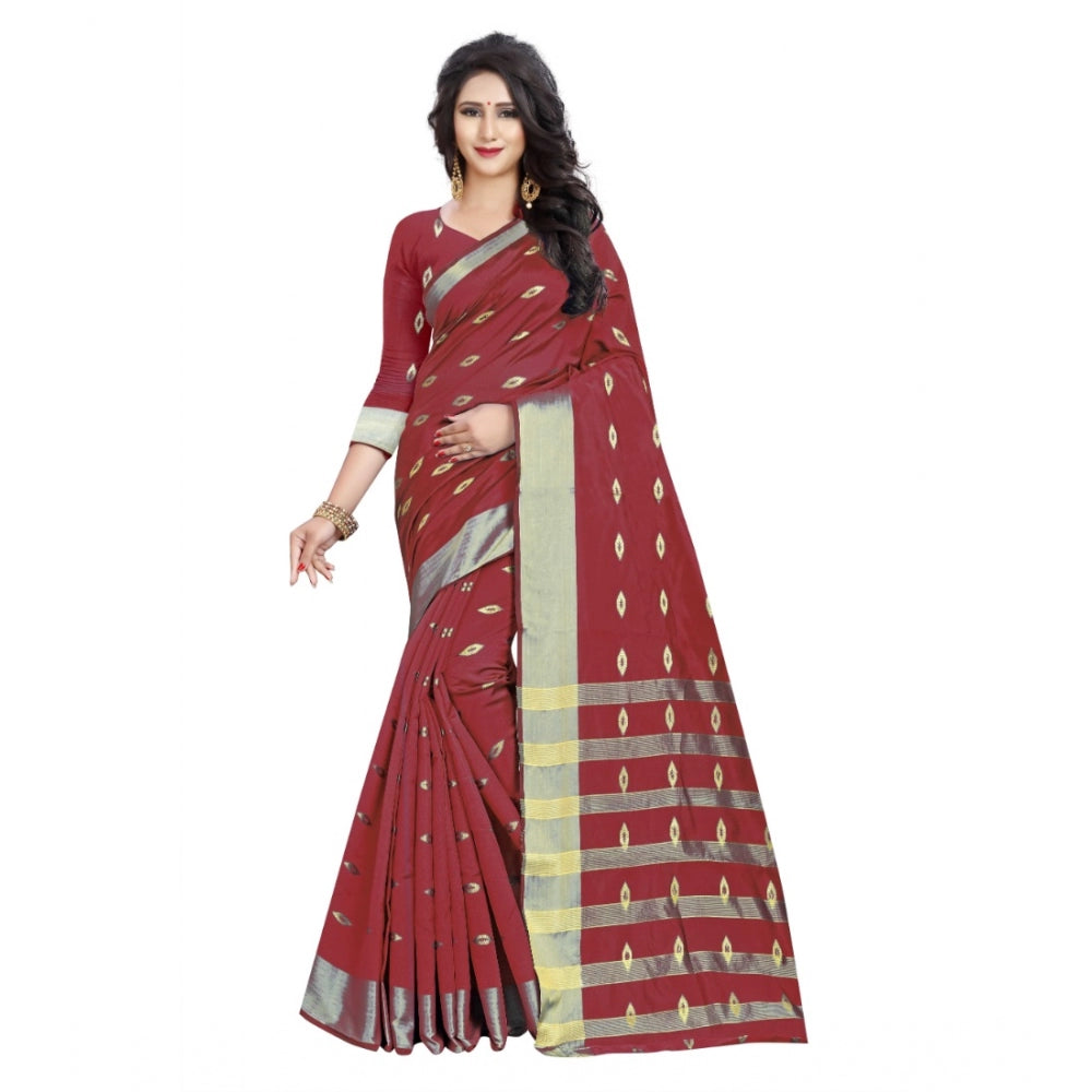 Sophisticated Silk Blend Woven Saree With Blouse Piece